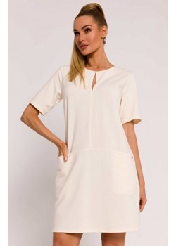 Moe sukienka trapezowa z kieszonkami śmietankowa M788 ze sklepu intimiti.pl w kategorii Sukienki - zdjęcie 187872324