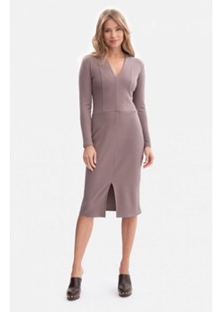 Bewear B307 sukienka z dzianiny prążkowanej kakaowa ze sklepu intimiti.pl w kategorii Sukienki - zdjęcie 187872354