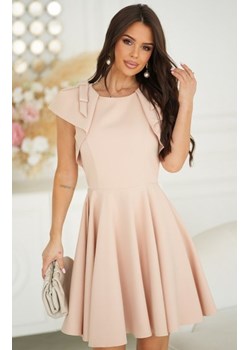 Bicotone rozkloszowana sukienka z falbankami 329-21 beżowa ze sklepu intimiti.pl w kategorii Sukienki - zdjęcie 187872634