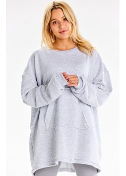 Oversizowa bluza damska z kieszenią M335 szara ze sklepu intimiti.pl w kategorii Bluzy damskie - zdjęcie 187872702