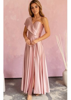 Nifiko Paula satyna gorsetowa sukienka na jedno ramię perłowy róż ze sklepu intimiti.pl w kategorii Sukienki - zdjęcie 187872703