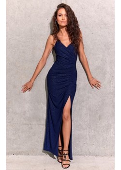 Wieczorowa navy błyszcząca sukienka maxi 354 ze sklepu intimiti.pl w kategorii Sukienki - zdjęcie 187873042