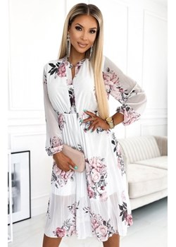 Numoco 449-6 CARLA plisowana sukienka midi z guziczkami i długim rękawkiem ze sklepu intimiti.pl w kategorii Sukienki - zdjęcie 187873312