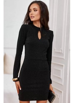 Czarna sukienka mini z długim rękawem i ciemnymi drobinkami ze sklepu intimiti.pl w kategorii Sukienki - zdjęcie 187873383