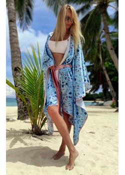 Kalimo Hulhule satynowy szlafrok niebieski ze sklepu intimiti.pl w kategorii Szlafroki damskie - zdjęcie 187873463
