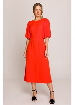 Stylove S399 sukienka z bufiastymi rękawami koralowa ze sklepu intimiti.pl w kategorii Sukienki - zdjęcie 187873510