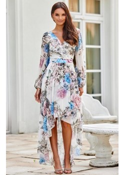 Asymetryczna maxi sukienka szyfonowa w niebieskie kwiaty ze sklepu intimiti.pl w kategorii Sukienki - zdjęcie 187873530