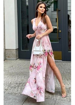 Elegancka sukienka maxi w kwiaty 245-12 ze sklepu intimiti.pl w kategorii Sukienki - zdjęcie 187873672
