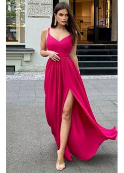 Długa pudrowa sukienka z połyskiem 239-07 ze sklepu intimiti.pl w kategorii Sukienki - zdjęcie 187873781