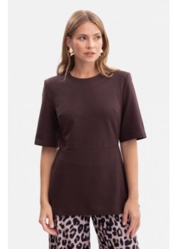 Bewear B305 bluzka dzianinowa z baskinką ciemny brąz ze sklepu intimiti.pl w kategorii Bluzki damskie - zdjęcie 187874041