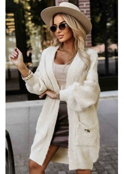 Numoco 628-1 modny kardigan oversize z ozdobną broszką i praktycznymi kieszeniami ze sklepu intimiti.pl w kategorii Swetry damskie - zdjęcie 187874591