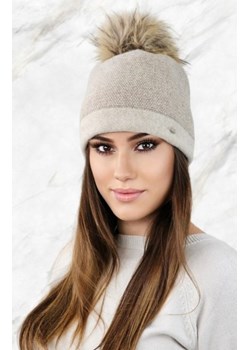 Kamea Aloes czapka z pomponem beżowa ze sklepu intimiti.pl w kategorii Czapki zimowe damskie - zdjęcie 187874620
