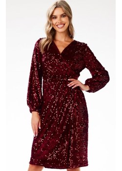 Awama A699 cekinowa sukienka midi bordowa ze sklepu intimiti.pl w kategorii Sukienki - zdjęcie 187874672