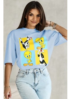 T-shirt damski Tweety kwadraty niebieski ze sklepu intimiti.pl w kategorii Bluzki damskie - zdjęcie 187874710