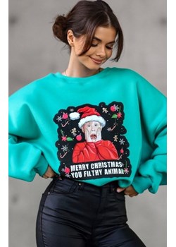 Zielona bluza z nadrukiem Kevin sam w domu ze sklepu intimiti.pl w kategorii Bluzy damskie - zdjęcie 187874783