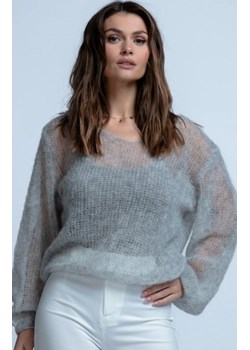 Lekki sweterek z wełny alpaki F1853 szary ze sklepu intimiti.pl w kategorii Swetry damskie - zdjęcie 187874860