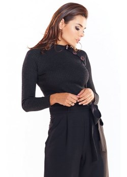 Golf z ozdobnymi guziczkami Awama czarny A315 ze sklepu intimiti.pl w kategorii Swetry damskie - zdjęcie 187874892