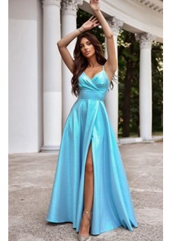 Duet Żakard błyszcząca długa sukienka multi błękitna ze sklepu intimiti.pl w kategorii Sukienki - zdjęcie 187874990