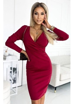 Numoco 398-2 elegancka bawełniana sukienka z kopertowym dekoltem i długim rękawkiem ze sklepu intimiti.pl w kategorii Sukienki - zdjęcie 187875123