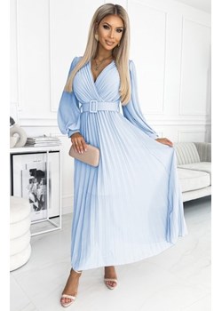 Numoco 414-10 KLARA plisowana sukienka z paskiem i dekoltem ze sklepu intimiti.pl w kategorii Sukienki - zdjęcie 187875371