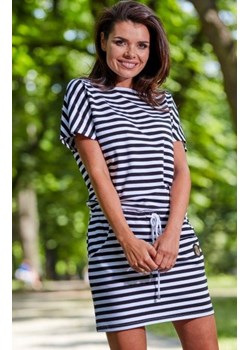Sportowa sukienka z wiązaniem czarno-białe paski M207 ze sklepu intimiti.pl w kategorii Sukienki - zdjęcie 187875403