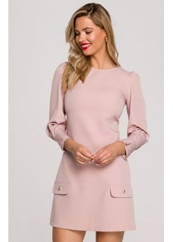 Trapezowa mini sukienka K148 pudrowa ze sklepu intimiti.pl w kategorii Sukienki - zdjęcie 187875443