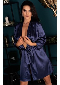 Edelina Navy Blue satynowy szlafrok damski ze sklepu intimiti.pl w kategorii Szlafroki damskie - zdjęcie 187875470