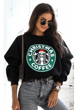 Świąteczna bluza damska oversize christmas coffe czarna ze sklepu intimiti.pl w kategorii Bluzy damskie - zdjęcie 187876381