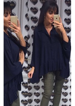 Oversizowa koszula z plisowaniem granatowa ze sklepu intimiti.pl w kategorii Koszule damskie - zdjęcie 187876934