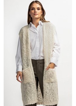 Kamizelka z niefarbowanej wełny alpaki F1882 ecru ze sklepu intimiti.pl w kategorii Swetry damskie - zdjęcie 187877034