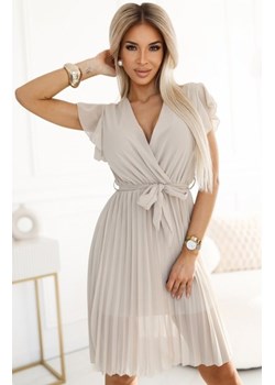 Numoco 424-7 szyfonowa plisowana sukienka z dekoltem i falbankami ze sklepu intimiti.pl w kategorii Sukienki - zdjęcie 187877271