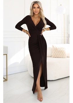 Numoco 404-14 elegancka długa sukienka z kopertowym dekoltem i rozcięciem ze sklepu intimiti.pl w kategorii Sukienki - zdjęcie 187878271