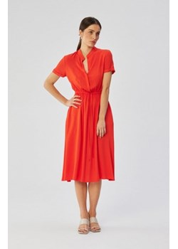 Stylove S366 sukienka ze stójką i wiązaniem w pasie koralowa ze sklepu intimiti.pl w kategorii Sukienki - zdjęcie 187878773
