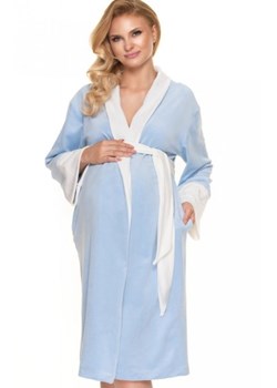 Miękki welurowy szlafrok damski błękitny 0201 ze sklepu intimiti.pl w kategorii Szlafroki damskie - zdjęcie 187879101