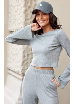 Roco Leonie dopasowana bluzka z dzianiny prążkowanej szara ze sklepu intimiti.pl w kategorii Bluzki damskie - zdjęcie 187879141