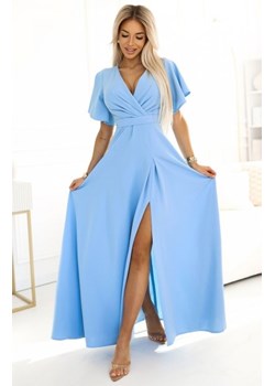 Numoco 581-3 JENNIFER długa suknia z rozcięciem na nogę, rękawkiem i dekoltem ze sklepu intimiti.pl w kategorii Sukienki - zdjęcie 187879163