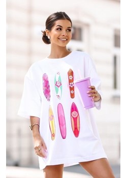 Oversizowy t-shirt damski deski biały ze sklepu intimiti.pl w kategorii Bluzki damskie - zdjęcie 187879244