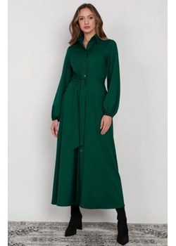 Sukienka maxi na guziki, z kołnierzykiem zielona SUK204 ze sklepu intimiti.pl w kategorii Sukienki - zdjęcie 187879294
