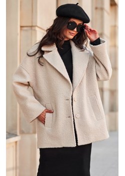 Długa kurtka typu baranek z kieszeniami beżowa ze sklepu intimiti.pl w kategorii Kurtki damskie - zdjęcie 187879330