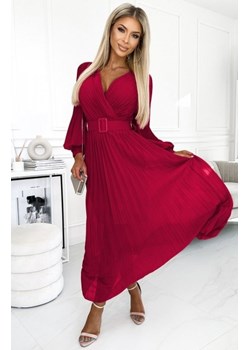 Numoco 414-9 KLARA plisowana sukienka z paskiem i dekoltem ze sklepu intimiti.pl w kategorii Sukienki - zdjęcie 187879331