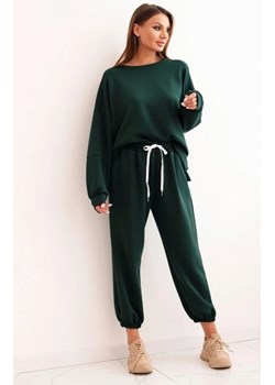 Komplet damski masełkowy z luźną bluzą i spodniami ciemny zielony ze sklepu intimiti.pl w kategorii Dresy damskie - zdjęcie 187879472