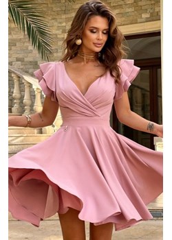 Bicotone rozkloszowana sukienka różowa z falbankami 281 ze sklepu intimiti.pl w kategorii Sukienki - zdjęcie 187879571