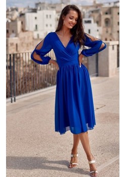 Szyfonowa sukienka midi chabrowa 0372 ze sklepu intimiti.pl w kategorii Sukienki - zdjęcie 187879661