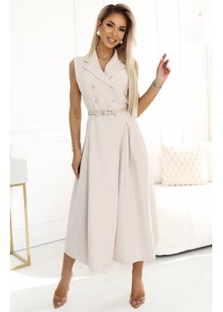 Numoco 596-1 elegancka szmizjerka midi ze złotymi guzikami i paskiem ze sklepu intimiti.pl w kategorii Sukienki - zdjęcie 187879810