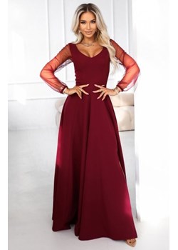 Numoco 640-1 LORETTA wyjątkowa długa sukienka z tiulowymi rękawkami i dekoltem ze sklepu intimiti.pl w kategorii Sukienki - zdjęcie 187879862