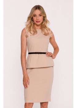 Stylove S427 sukienka ołówkowa z baskinką beżowa ze sklepu intimiti.pl w kategorii Sukienki - zdjęcie 187879941