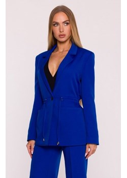 Moe marynarka marszczona w talii chabrowa M873 ze sklepu intimiti.pl w kategorii Marynarki damskie - zdjęcie 187879981