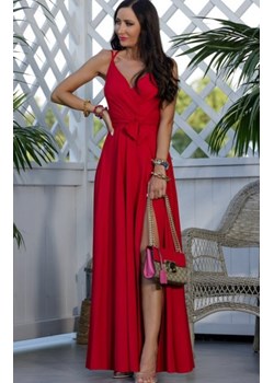 Długa czerwona sukienka gładka Paris ze sklepu intimiti.pl w kategorii Sukienki - zdjęcie 187880114