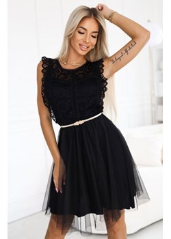 Numoco 454-5 GRETA koronkowa sukienka z tiulową spódnicą i złotym paskiem ze sklepu intimiti.pl w kategorii Sukienki - zdjęcie 187880381