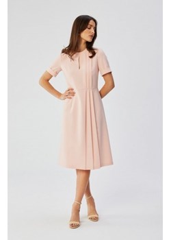 Stylove S361 sukienka z ozdobnymi zakładkami na boku pudrowa ze sklepu intimiti.pl w kategorii Sukienki - zdjęcie 187880701